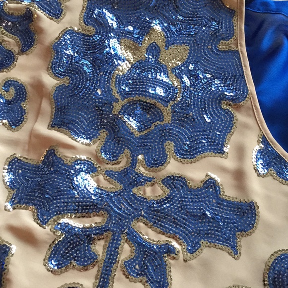Tracy Reese Gold and Cobalt Sequin Top - Picture 3 of 4